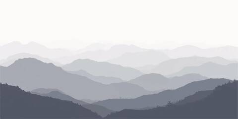 Abstract mountain range landscape in shades of gray and white gradient