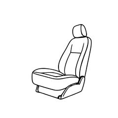 Minimal black line art of a vehicle seat. Ideal for car interior, automotive design, transport features, and seat safety projects.