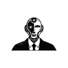 Artificial Intelligence AI Logo Human technology digital Robot Head Concept