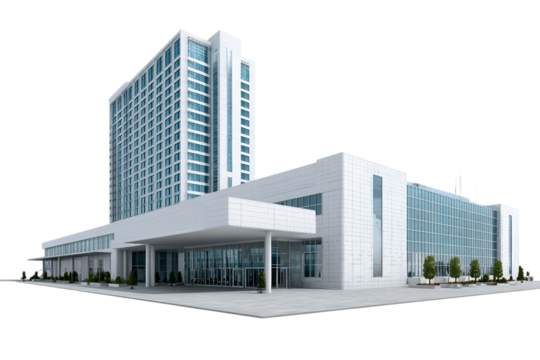 Architectural convention center isolated on transparent background