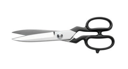 Sharp scissors for crafting and cutting isolated on transparent background