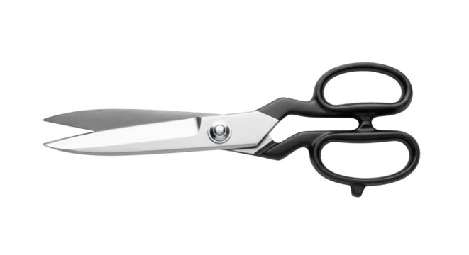 Sharp scissors for crafting and cutting isolated on transparent background