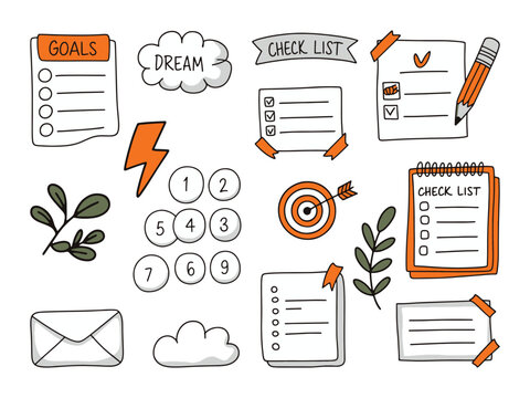 Hand drawn style checklist template with customizable elements and various color options for organization and planning