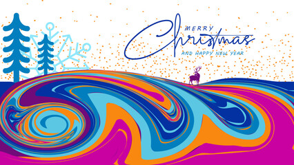 Merry Christmas and happy new year Background design vector illustration, Xmas banner design with abstract gradient color and Christmas festive icon suitable for new year party or Christmas celebrate