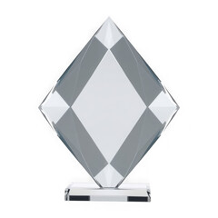 Elegant Crystal Diamond Award with Silver Accents on Clear Base.