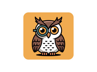 Adorable cartoon owl with monocle offers whimsical charm and clever appeal for educational designs and character branding, inviting curiosity and fun