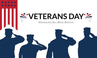 Commemorative vector illustration honoring military service members and their sacrifice on veterans day with patriotic elements and text
