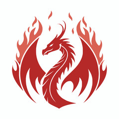A striking red dragon design with flames a powerful mythical creature image