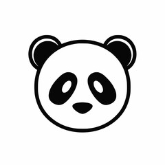 Simple black and white illustration of a panda s face with distinct features