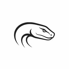 Elegant black and white illustration of a snake s head and neck design