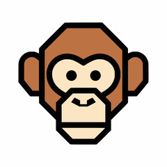 Geometric monkey head illustration a simple flat design with bold outlines
