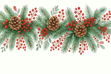 christmas tree branches with cones