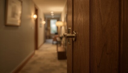 Open door reveals hallway a glimpse into interior design and architecture