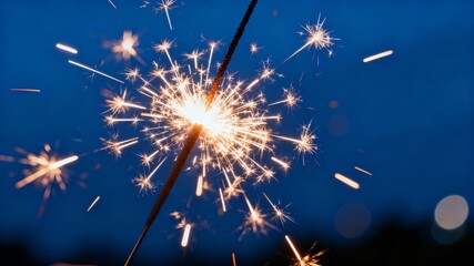 Burning sparkler with bright sparks