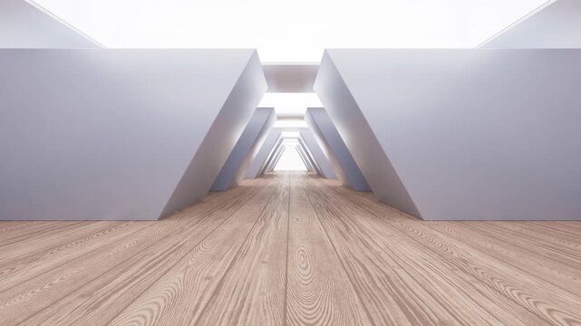 
Empty building structure with wood floor, 3d rendering 4k