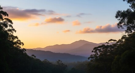 Majestic Mountain Range at Sunset - A Serene Landscape.