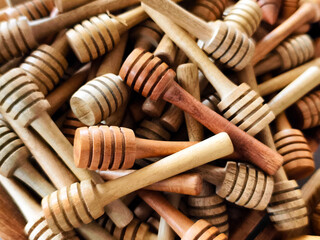 Wooden spoons, honey dippers, different sizes for different uses