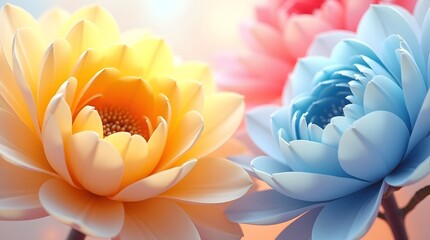 Burst of vibrant ultra-colored flowers in bright sunshine