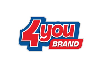 Editable 4You Brand Logo Design Bold Red Blue Modern Typography
