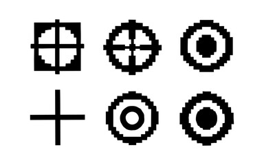 Obraz premium Retro pixel art crosshairs and targets collection for digital design projects
