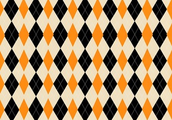 Seamless argyle pattern in black, orange, and beige for halloween backgrounds