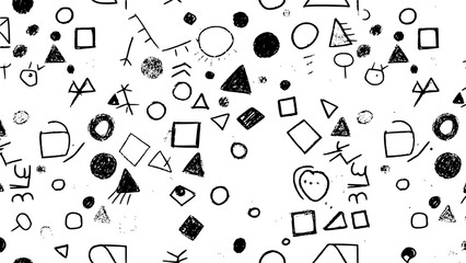 Hand-drawn abstract geometric shapes a seamless pattern of circles squares and triangles great for backgrounds and textures