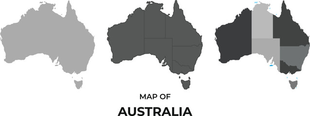 Australia map vector illustration showing states and territories for geographic and infographic design
