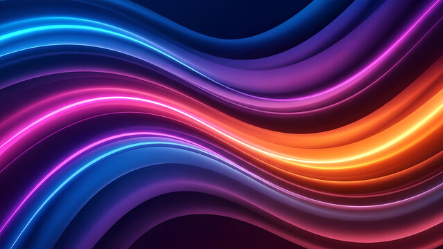 Vibrant neon glowing curves for dynamic backgrounds, modern designs, and stylish presentations, a stunning visual effect for technology and futuristic projects