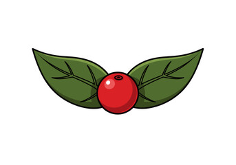 Festive Holly Berry and Leaves Illustration