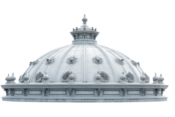 Circular dome roof element isolated on transparent background