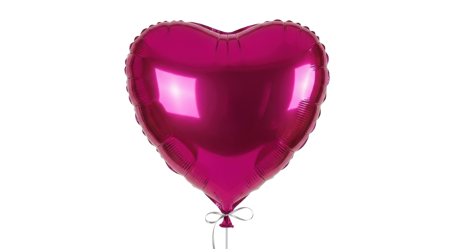 Isolated heart-shaped magenta balloon, perfect for celebrating Valentine's Day, love, and romance