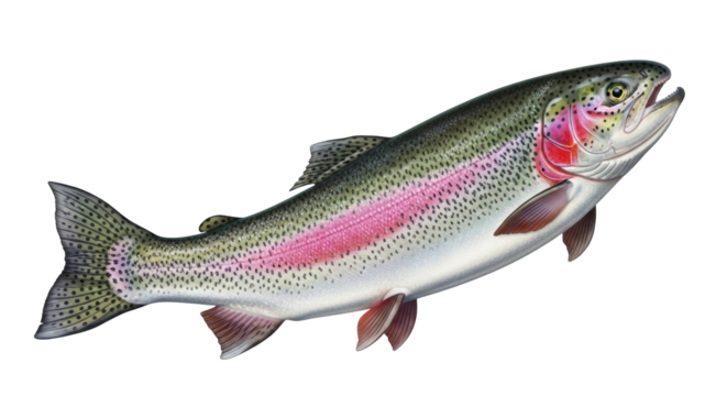 Isolated Rainbow Trout Fish Art Illustration Freshwater Wildlife River Animal Sport Fish