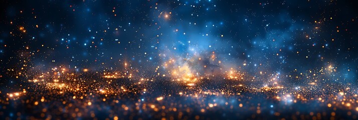 Naklejka premium Panoramic View of Sparkling Cityscape at Night with Glowing Lights