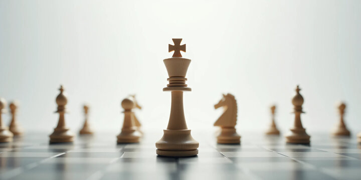 Chess Strategy Concept with Tactical Decision Making, Leadership, Planning, and Competitive Business Thinking on Minimal Background - Powered by Adobe