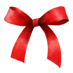 Watercolor Christmas red ribbon clip art illustration 