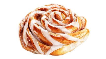 Watercolor cinnamon roll clip art illustration 