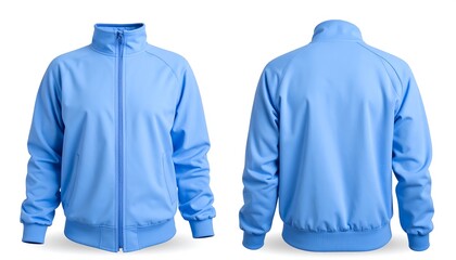 High-quality blank light blue track jacket apparel for versatile design presentation, an essential mockup for any clothing catalog collection