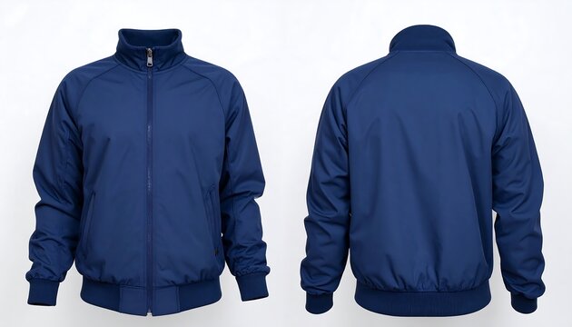 Stylish Blue Track Jacket Mockup Front and Back Views for Your Apparel Catalog Collection