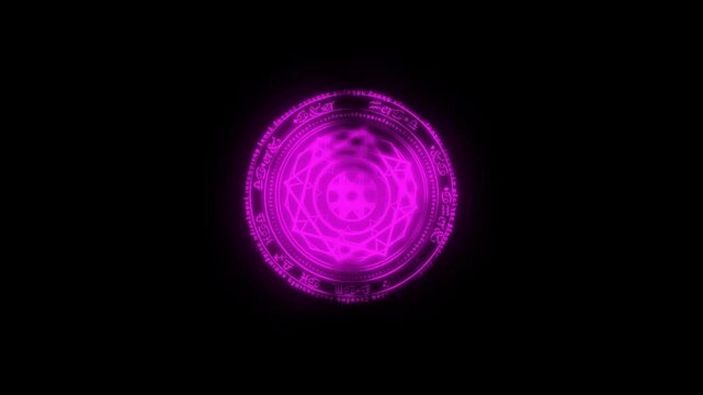 Animated Glowing Pink Magic Circle Portal Element (4K, Romantic Rune Summoning Symbol)