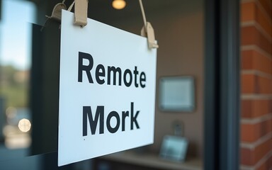 remote work sign. High quality
