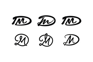 Letter DM script lettering initial monogram logo design