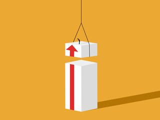 Businessman creates an arrow pointing upward