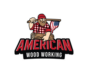 Lumberjack Mascot Logo Template for Woodworking and Carpentry Brands