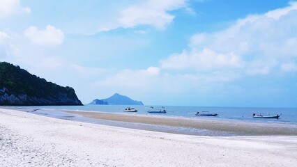Calm Beach with Boats in Prachuap Khiri Khan