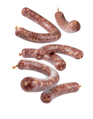 Assorted Cured Sausages in Various Curved Shapes on a Transparent Background