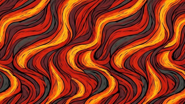 Seamless abstract background of flowing red orange and dark gray wavy lines. - Powered by Adobe