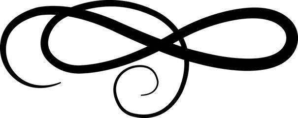 Elegant vintage calligraphic swirl, ornate decorative flourish classic filigree ornament swirl, curl, divider, scroll, border element, black line art design vector illustration