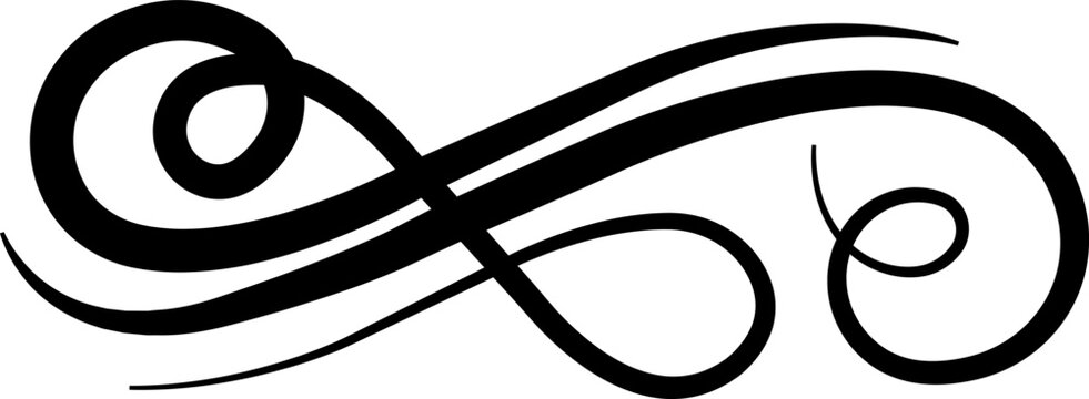 Elegant vintage calligraphic swirl, ornate decorative flourish classic filigree ornament swirl, curl, divider, scroll, border element, black line art design vector illustration