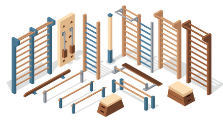 Isometric outdoor workout equipment set for calisthenics and fitness enthusiasts