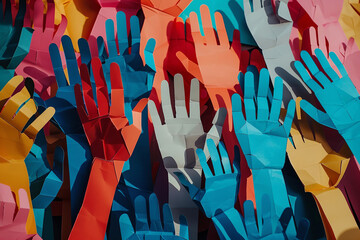 Raise volunteer hands for great cause. Cause is help for people and for each other. Volunteer power is great way to help people.